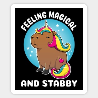 Feeling magical and stabby Cartoon Capybara Unicorn Sticker